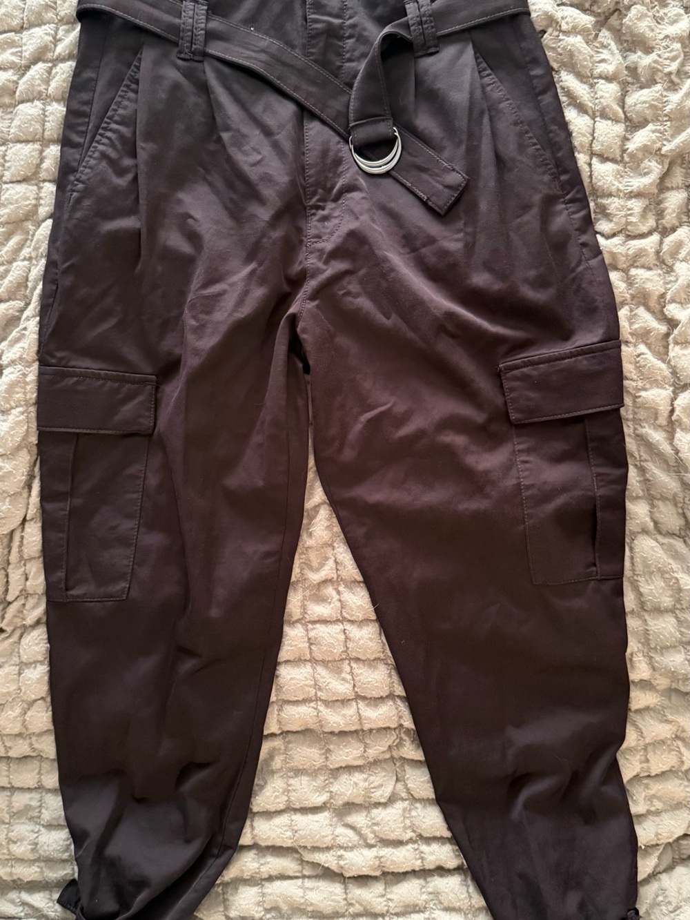 White House Black Market Crop Cargo Pants in Black